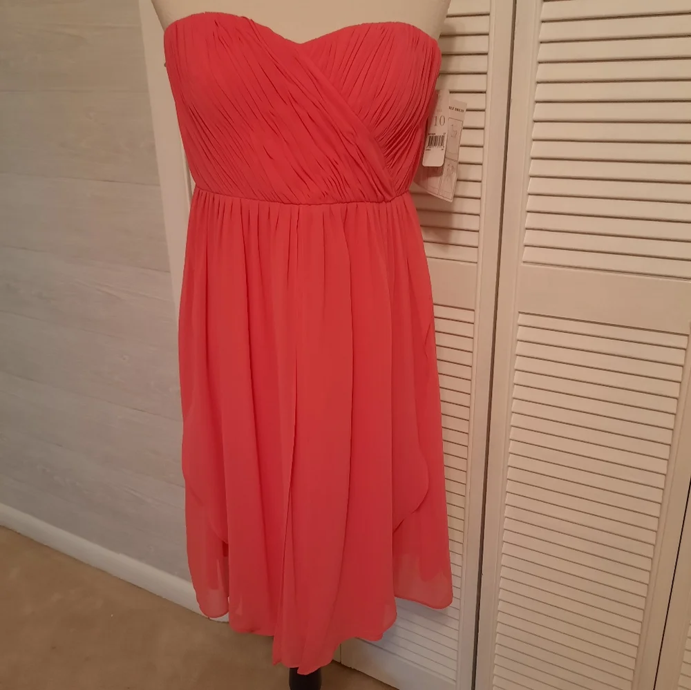Donna morgan coral ruched convertible 8 in 1 chiffon dress sz 10 NWT *I - Picture 7 of 10